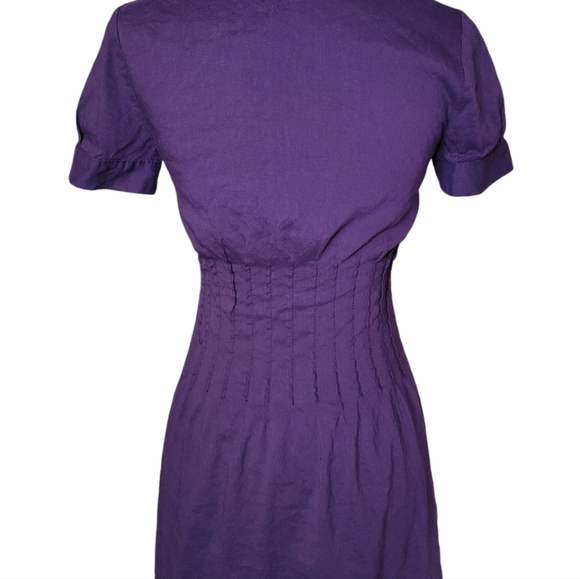 Theory Meili linen blend pintuck short sleeve dress size 2 - Picture 3 of 12